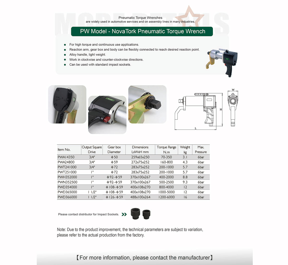 PW Model - NovaTork Pneumatic Torque Wrench